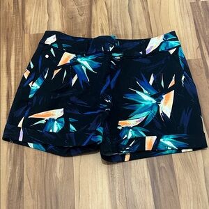 Apt. 9 Black Shorts with Teal & Orange Tropical Print